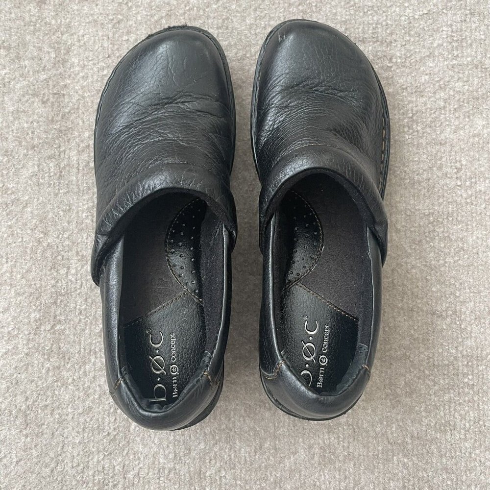 Boc Clogs Womens Size 7.5 Black Leather Casual Comfort Work Born Concept Shoes - Picture 5 of 14